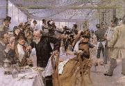 Hugo Birger Scandinavian Artists Breakfasting at the Cafe Ledoyen oil painting picture wholesale